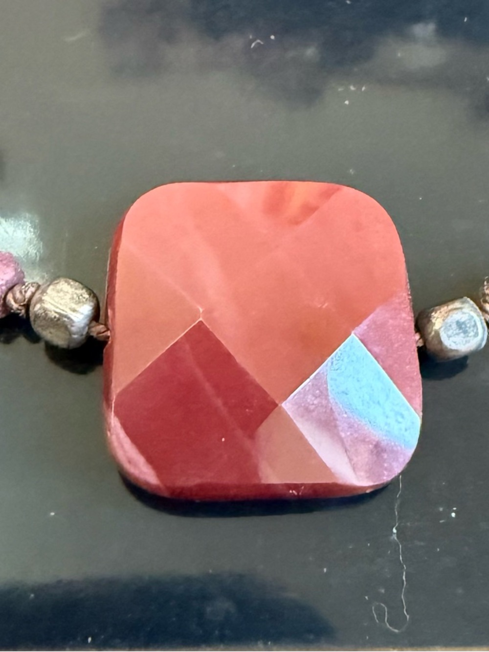 Artisan 18” Mookaite Jasper Necklace Oxidized Sterling Silver Toggle Clasp